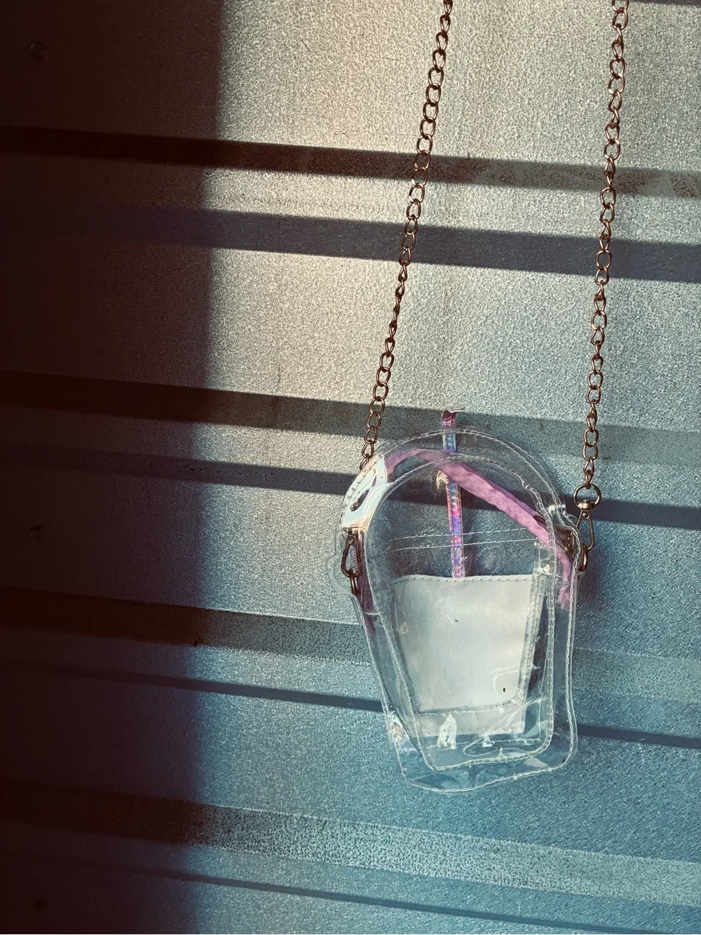 BOBA Iridescent Pink Clear Crossbody Bag by